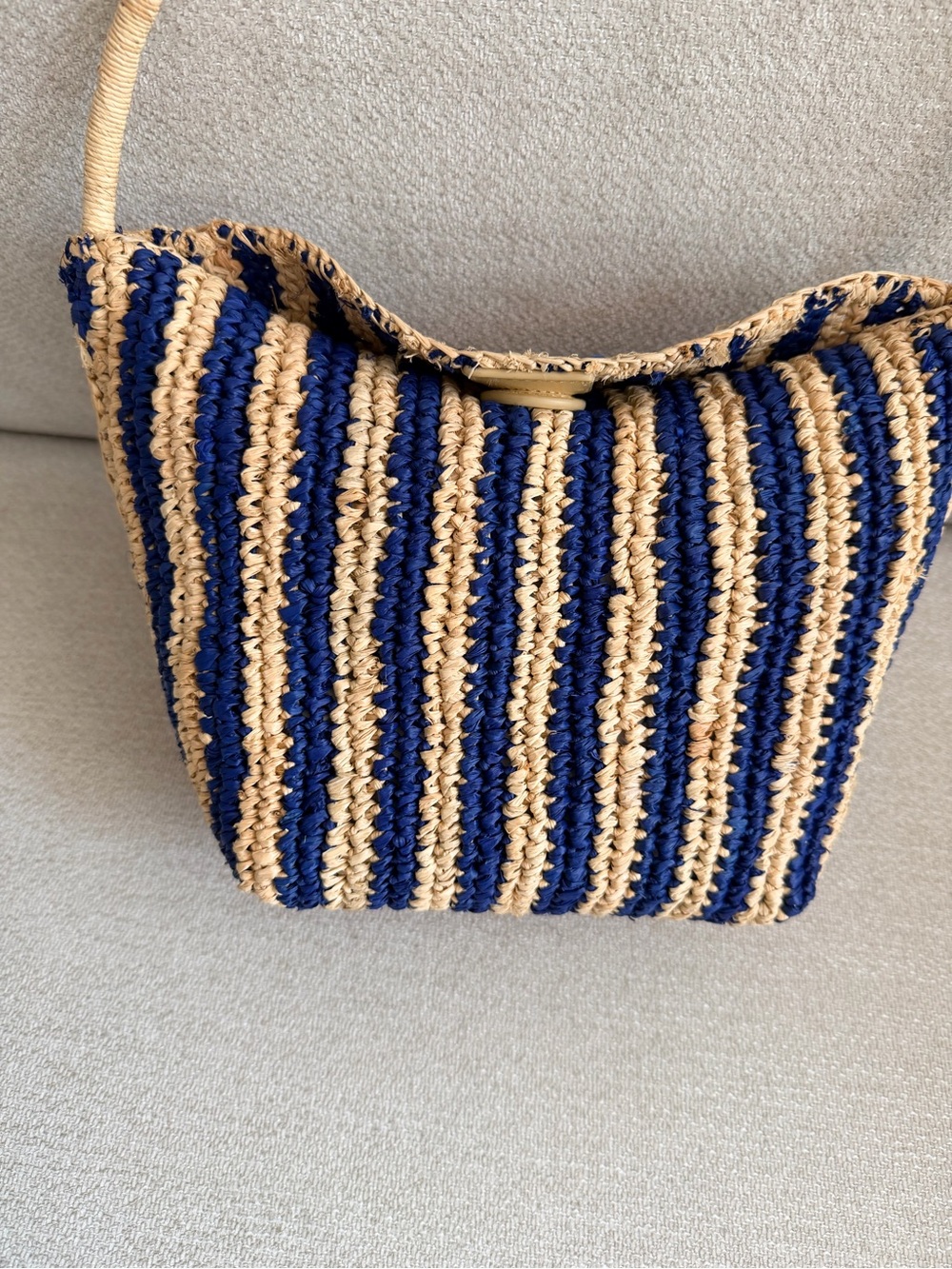 Madewell Striped Woven Shoulder Bag in Natural & Navy - Picture 5 of 9